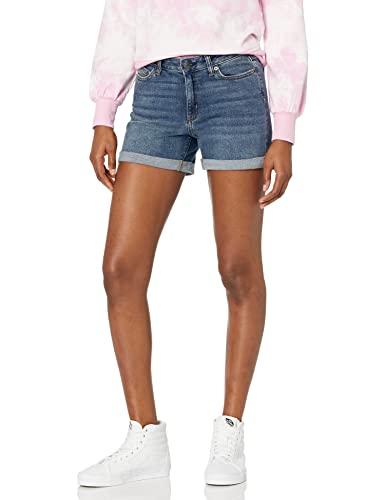 Amazon Essentials Women's Mid-Rise Slim Fit 4' Denim Shorts, Vintage Wash, 12