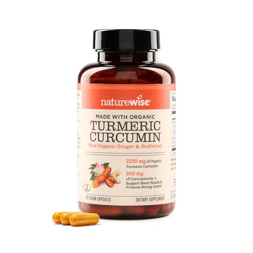 NatureWise Curcumin Turmeric 2250mg - 95% Curcuminoids & BioPerine Black Pepper Extract for Advanced Absorption - Daily Joint and Immune Health Support - Vegan, Non-GMO, 90 Count[30-Day Supply]