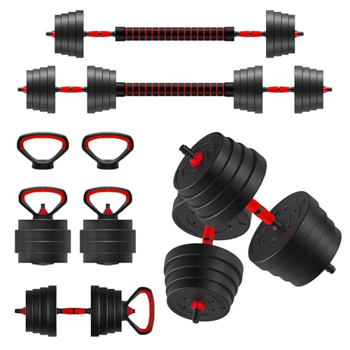 Adjustable Dumbbell Det 75 lbs Free Weight Set, 4 in1 Set Adjustable Weight Barbells, Suitable for Men's and Women's Kettlebells, Push Ups for Home Gym Fitness Exercises