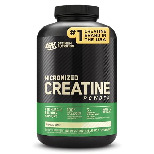Optimum Nutrition Micronized Creatine Monohydrate Powder, Unflavored, 120 Servings, 600 Grams (Packaging May Vary)