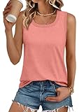 AUTOMET Womens Loose Fit Casual Flowy Tank Tops Square Neck Trendy Sleeveless Summer Tops Clothes Outfits 2025 Coral XL