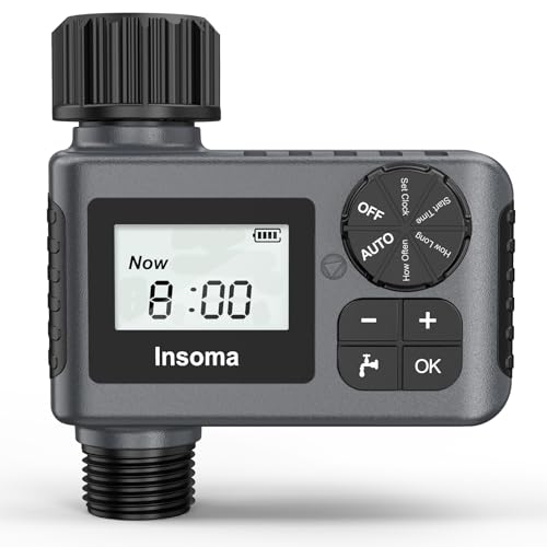 Outdoor Garden Hose Faucet Timers, Programmable Water Sprinkler Timer with Rain Delay/Manual/Automatic Drip Irrigation and Lawn Watering System for Yard, 1 Outlet