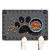 Dog Food Mats for Floors Absorbent, Cat Food Mat - Pet Cat Feeding Mat Quick Dry, Dog Bowl Mats for Water, Pet Supplies Feeding Placemat16 x 24' Grey