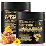 WHLH & WELL-BEING Beef Tallow for Skin, Beef Tallow and Honey Balm, Moisturizer for Face & Body Skin Care(2Pack)