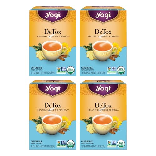 Yogi Tea DeTox Tea - 16 Tea Bags per Pack (4 Packs) - Organic Detox Tea for Digestive & Circulation Support - Includes Burdock, Dandelion, Ginger Root, Black Pepper, Cardamom & Juniper Berry