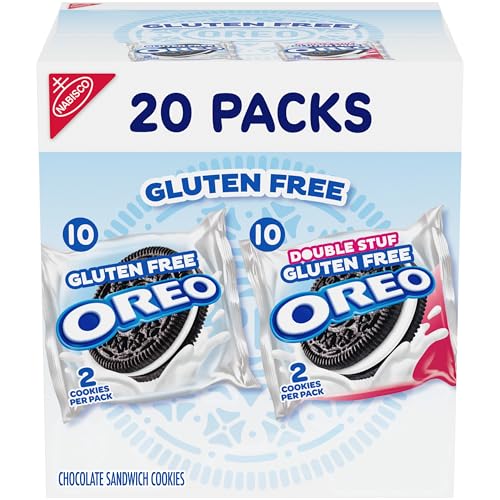 OREO Gluten Free Original & Double Stuf Chocolate Sandwich Cookies Variety Pack, Gluten Free Cookies, 20 Snack Packs (2 Cookies per Pack)