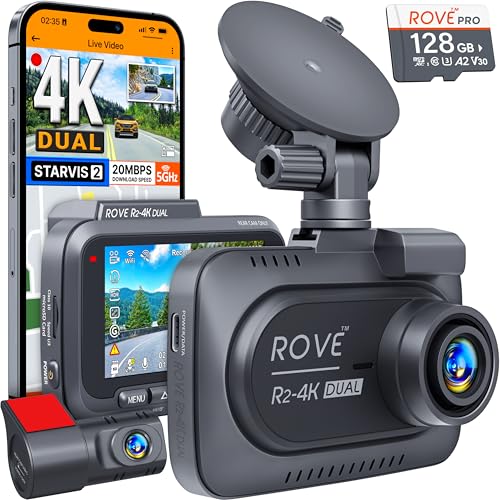 ROVE R2-4K DUAL Dash Cam Front and Rear, STARVIS 2...