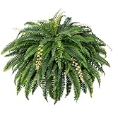 Ouddy Decor 45' Artificial Boston Fern Bush for Outdoors, 88 Branches Large Fake Ferns Vines Look Real Fake Hanging Plants Faux Greenery for Office Planter Garden Porch Indoor Outdoor Home Decor