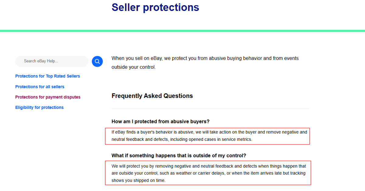 eBay seller protections