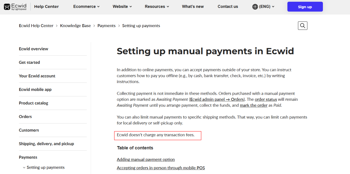 Ecwid transaction fees