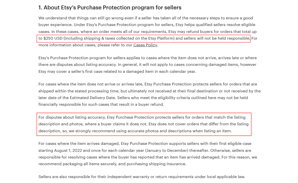 Etsy Seller Protection