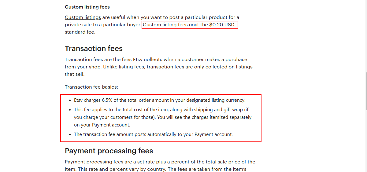 Etsy Fees