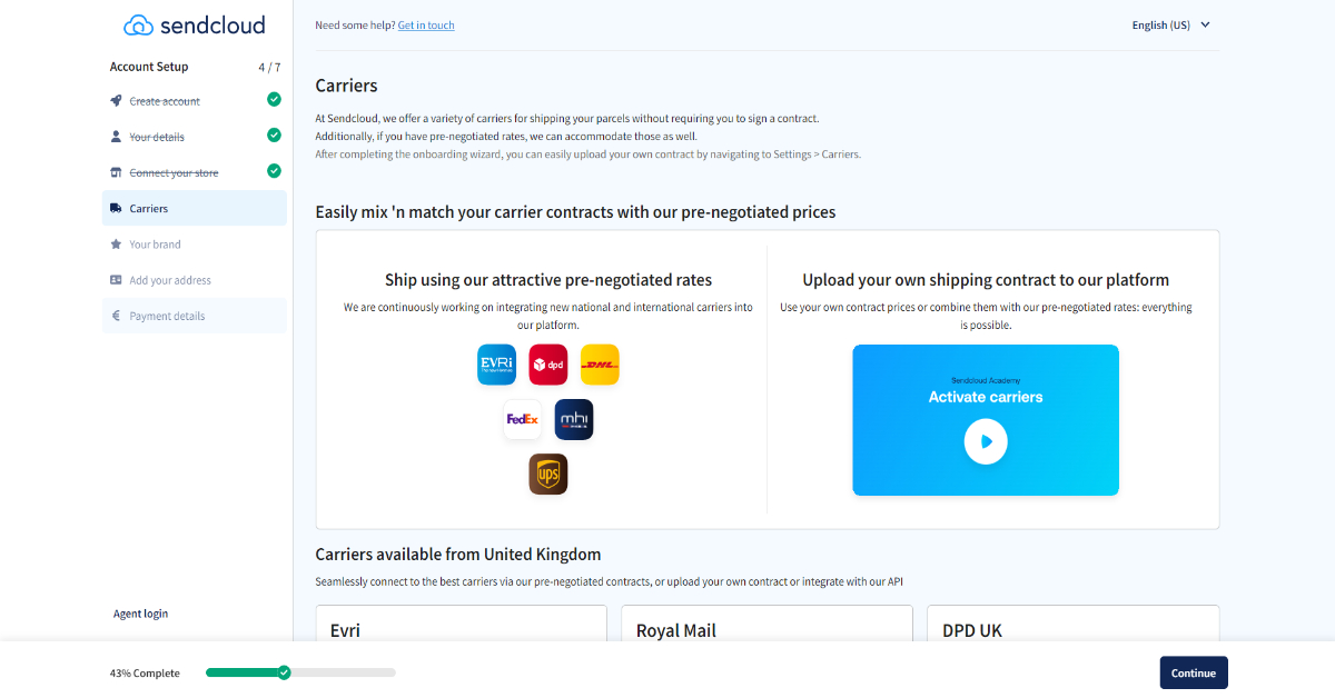 Sendcloud's Carriers