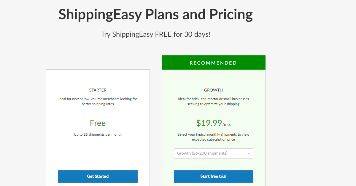 Shippingeasy pricing