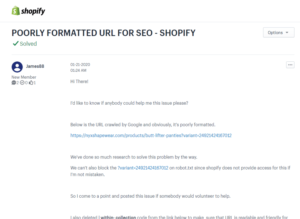 Solved Poorly Formatted Url For Seo