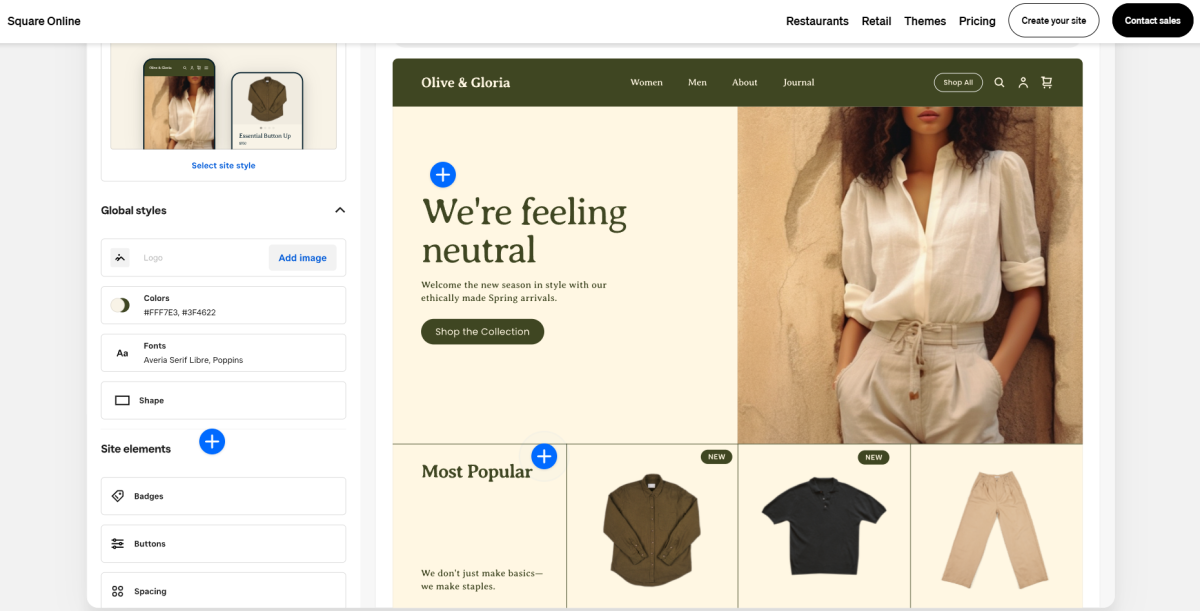 square online website design