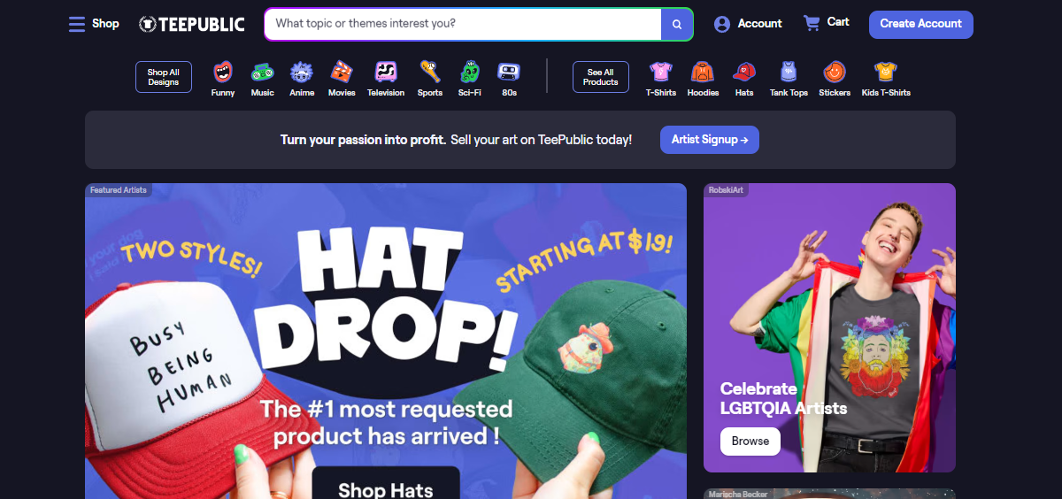 teepublic homepage