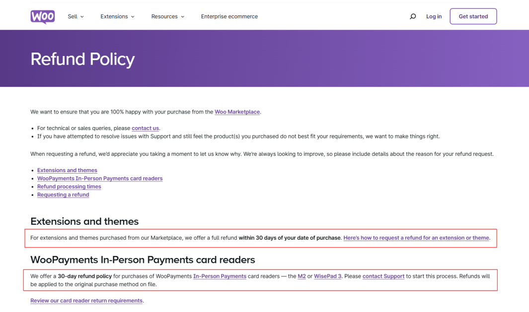 WooCommerce Refund Policy